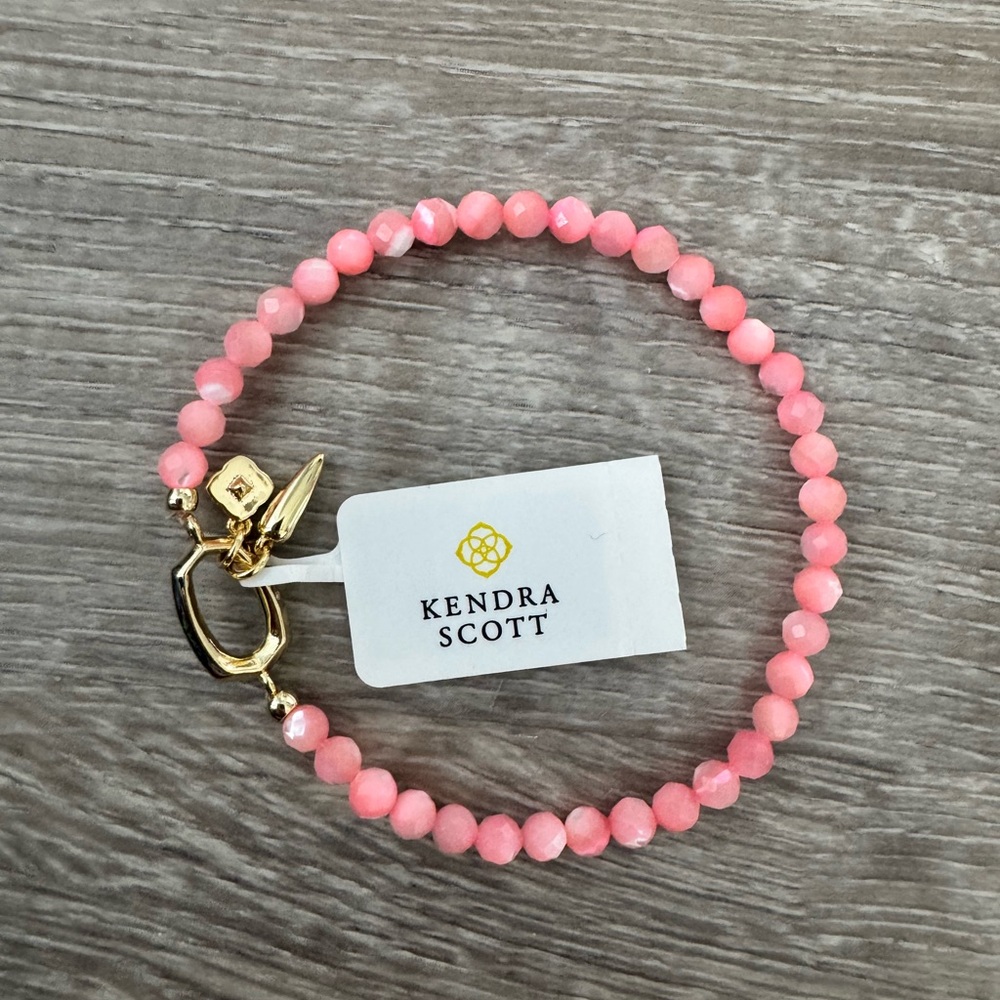 🌸 KENDRA SCOTT Pink Chalcedony Sylvia Gold Stretch Bracelet - Picture 4 of 4